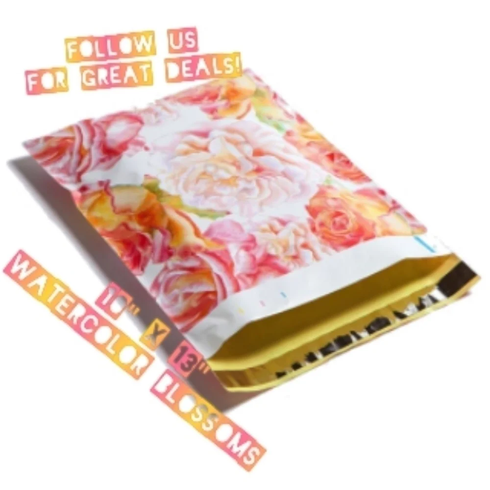 100 Poly Mailers 10x13 Watercolor Blossoms